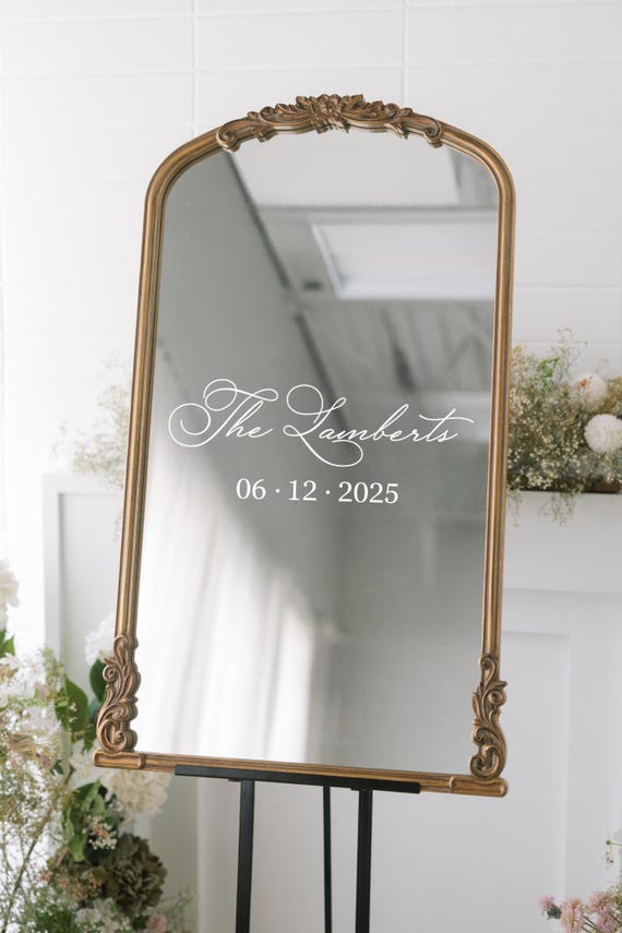 Custom Last Name Wedding Decal: Mirror, Acrylic, or Backdrop