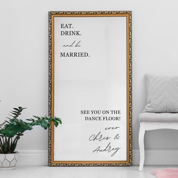 Sticker miroir de mariage, sticker miroir selfie, manger, boire et se marier, panneau de bienvenue de mariage, panneau de miroir de mariage