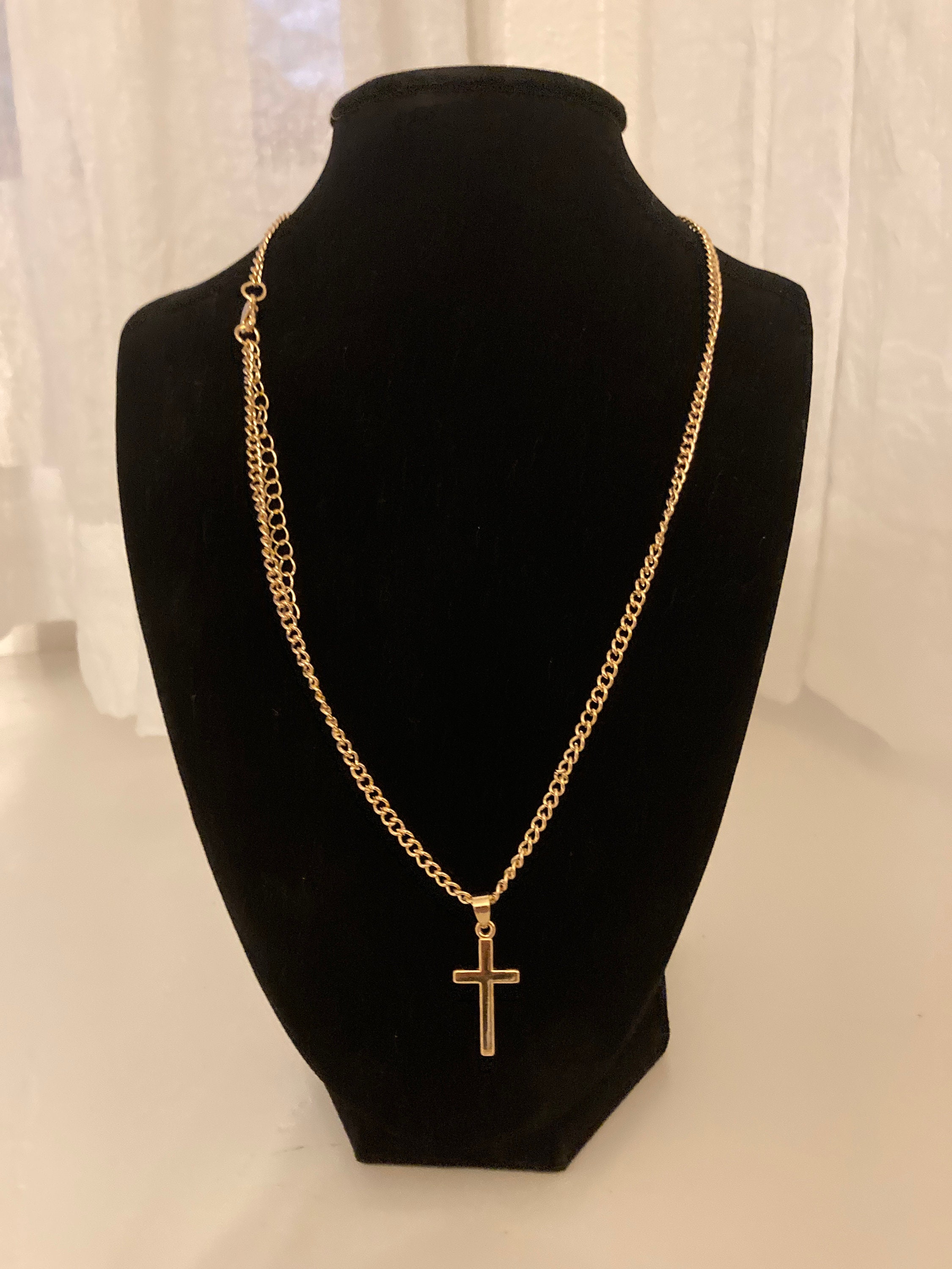 18k Gold Plated Cross Pendant Necklace for Men Women Kids | Etsy