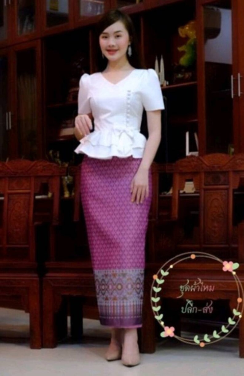 laos silk dress Stunning Thai Dressi Thai/laos Dressi Handwoven I Temple Dress| Asian Dress|  Mother of Bride| Waist up To34"