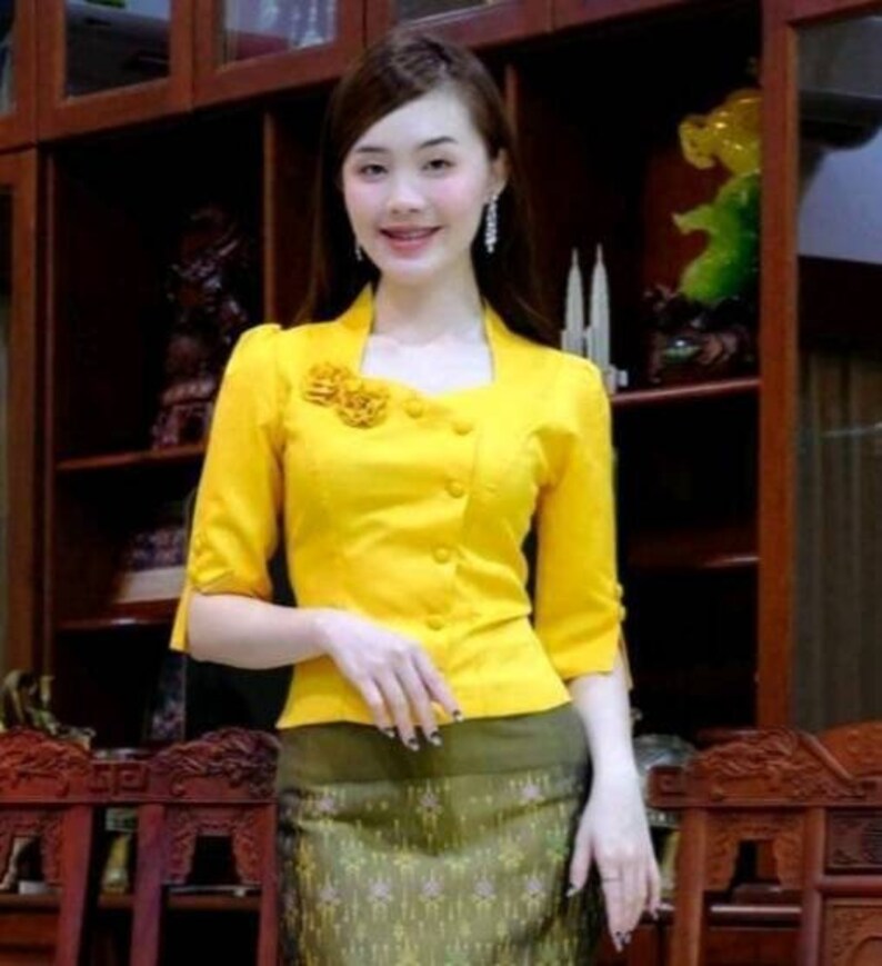 Thai Traditional Blouse for Woman Loas Silk Blouse Thai - Etsy