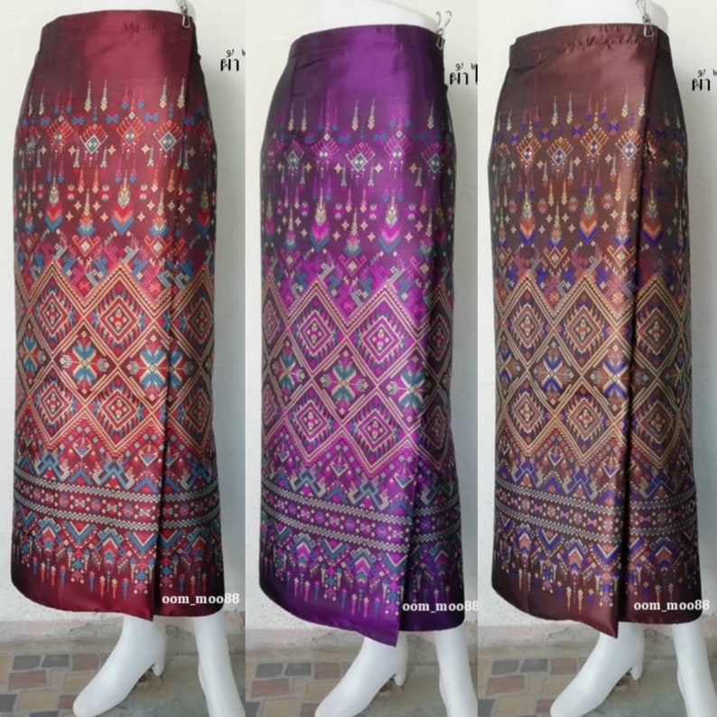 Thai Sarong Thai traditional Sarong Thai Skirt Loas silk Skirt Etsy