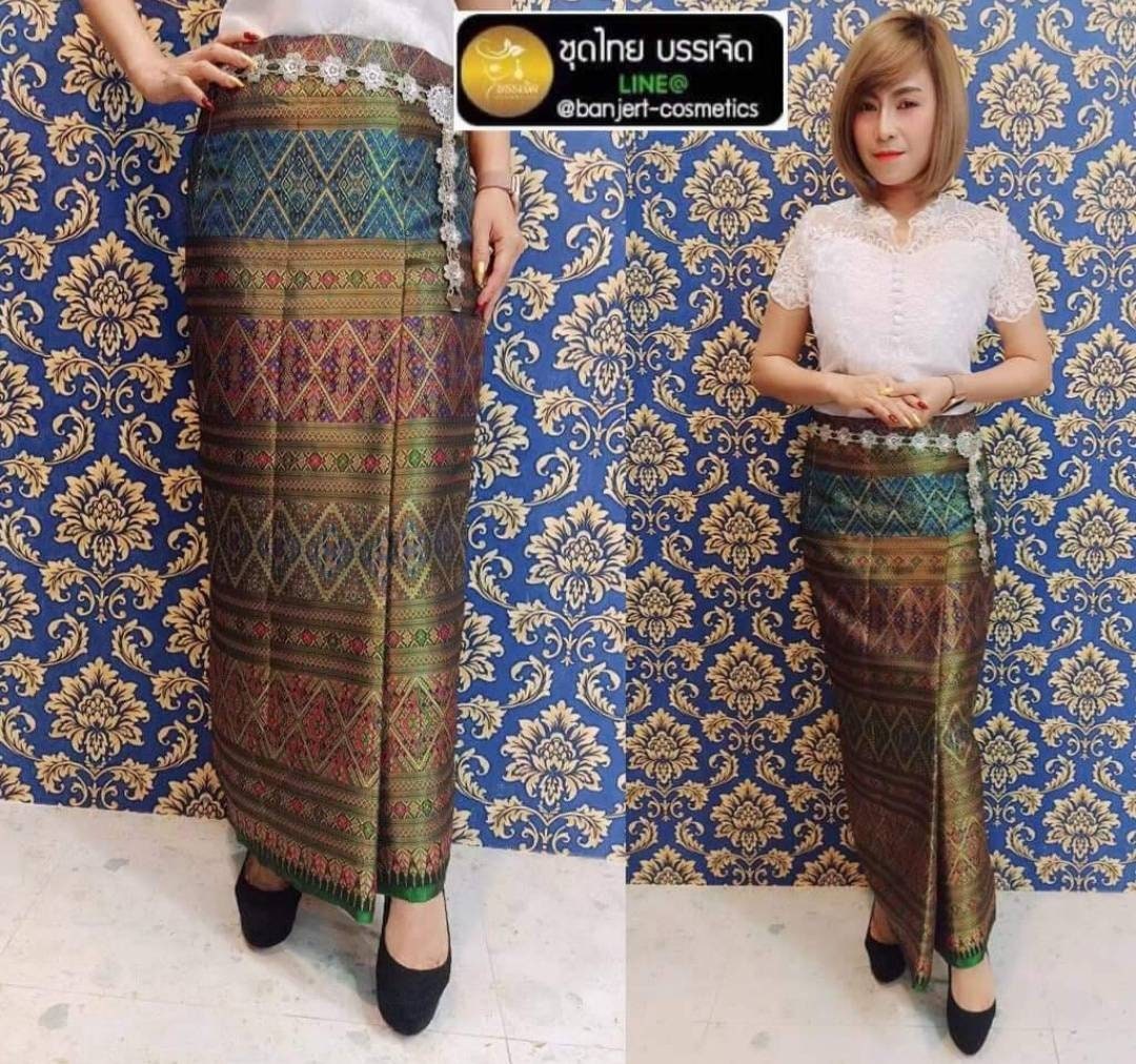 Traditional Skirt Thai Skirt Synthetic Silk -