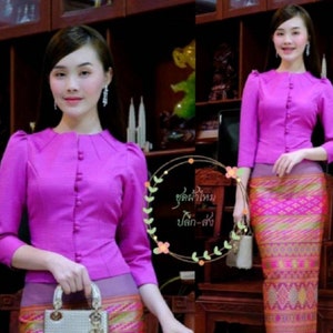 1set Thai Traditional Dress, Thai Culture, Laos Silk, Thai Costumes ...