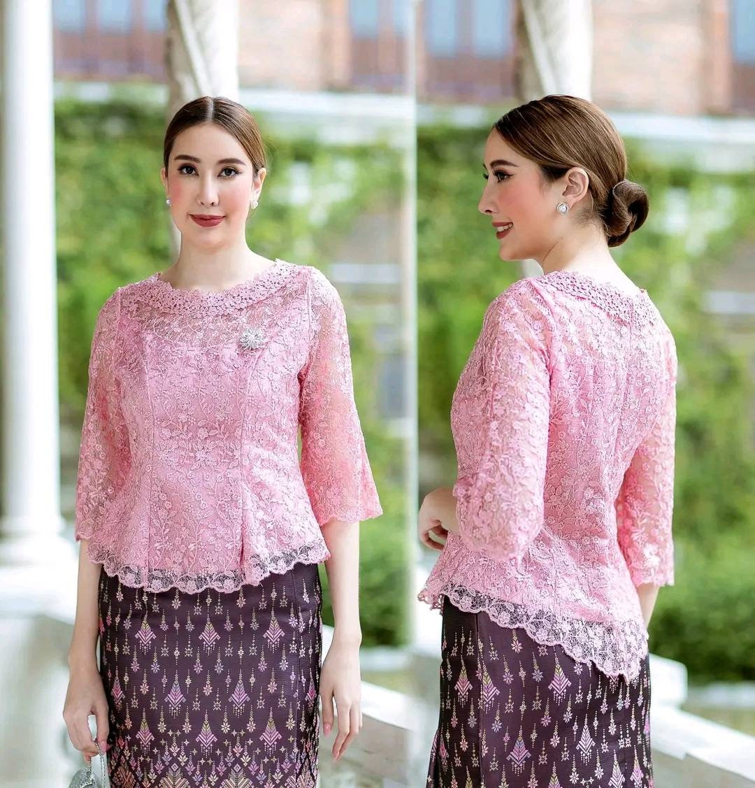 1 Set Thai Lace Blouse Silk Skirt for Woman Thai Costumes - Etsy