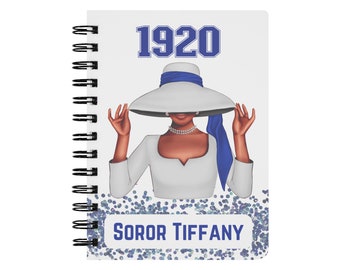 Personalized 1920 Blue and White Sorority Notebook inspired by Zeta Phi Beta