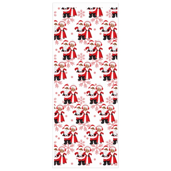 Black Santa Claus and Mrs. Claus Wrapping Paper, African-american Christmas  Couple, Melanin Xmas Paper 