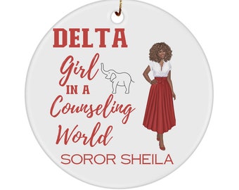 Personalized Delta counseling ornament, gift for counselor inspired by Delta Sigma Theta sorority