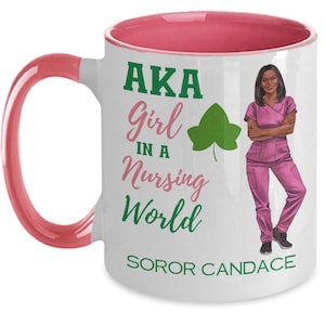Personalized AKA nursing mug, gift for nurse inspired by Alpha Kappa Alpha sorority