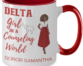 Taza de consejería Delta personalizada, regalo para consejera inspirada en la hermandad de mujeres Delta Sigma Theta