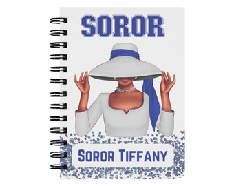 Personalized Blue and White Sorority Notebook, Inspired by Zeta Phi Beta