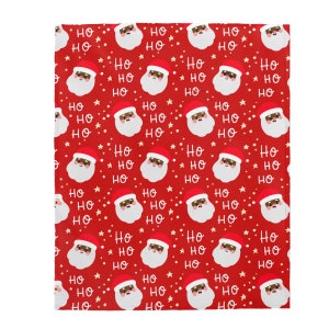 Couverture en peluche en velours noir du père Noël, cadeau de couverture de jet inspiré par le père Noël afro-américain, cadeau de Noël