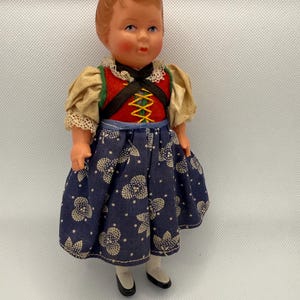 Folk Celluloid Doll 1950s 16cm