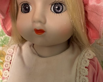 Pink Dress Vintage Blonde porcelain doll