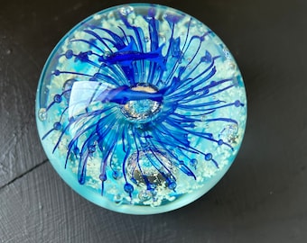 Stunning Art Glass sphere Whales - Blue Paper weight