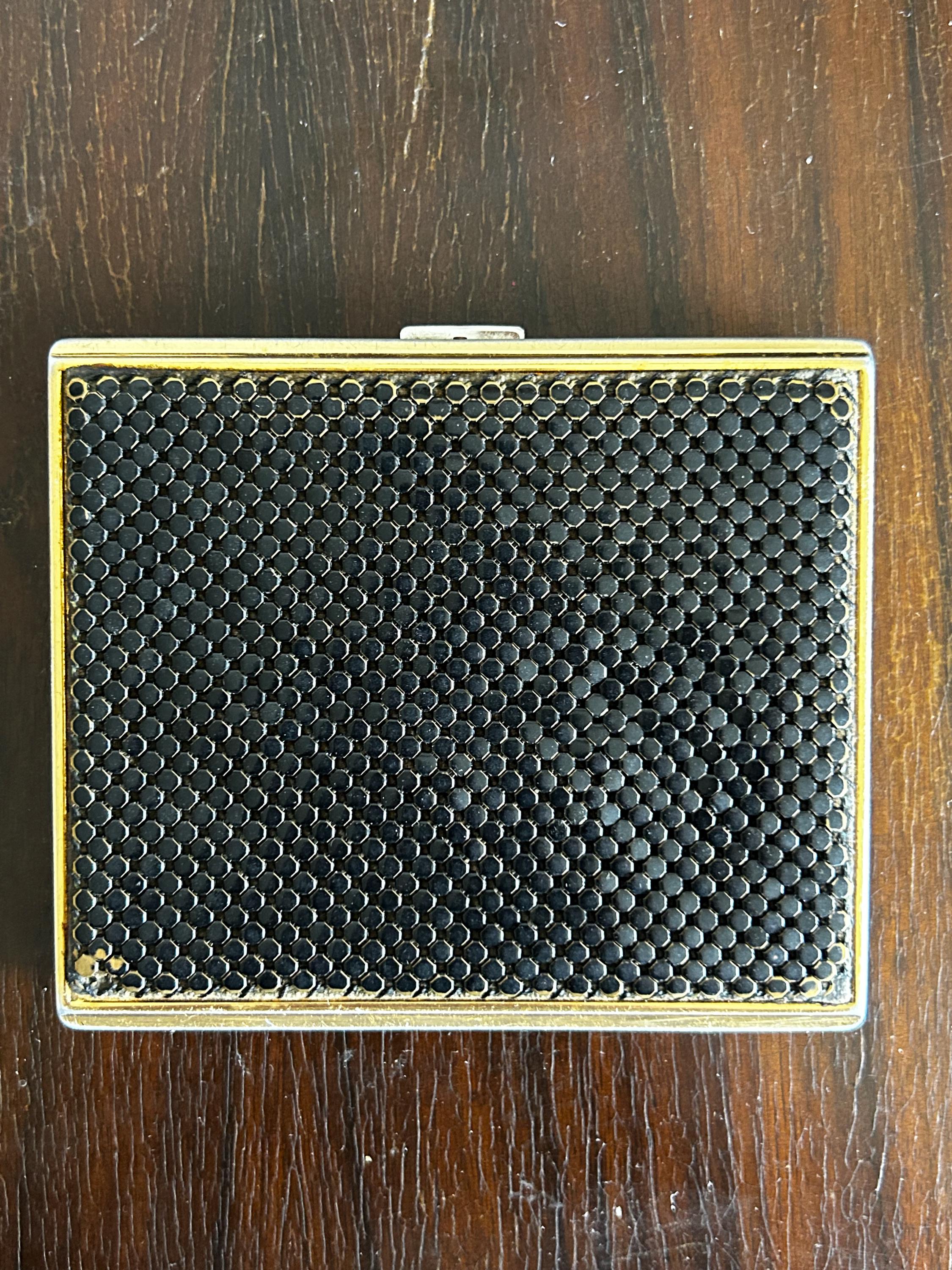 Vintage Park Lane Glomesh Cigarette Case Black & Gold in Box