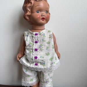 Antique Composition Doll Moulded hair hard body 38cm