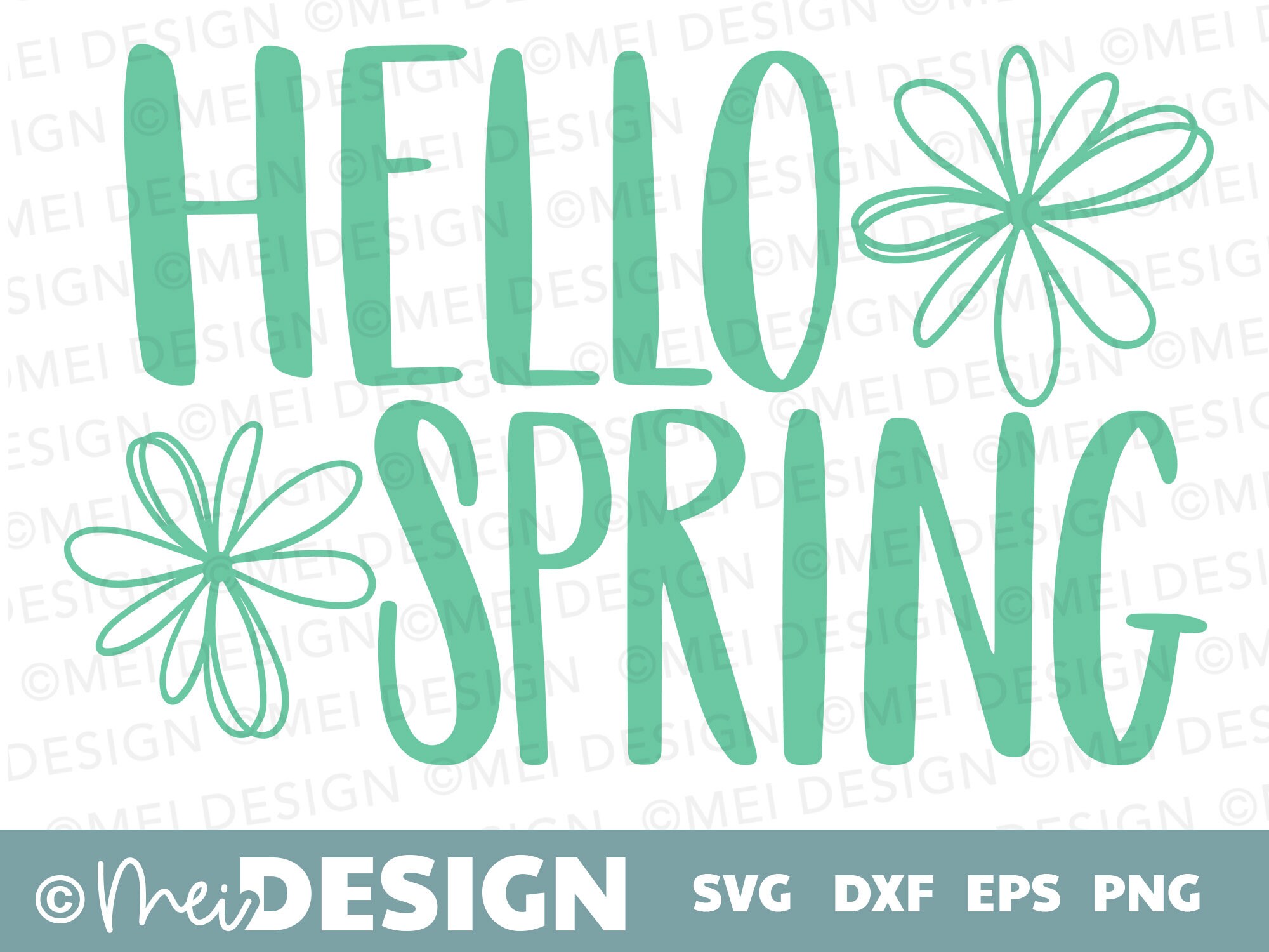Hello Spring Svg With Flowers-hand Drawn Simple Lines Flower Hello ...