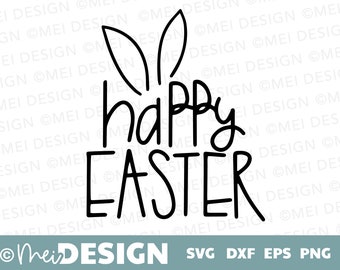 EASTER SVG, Happy Easter SVG, Easter Bunny ears,Easter dxf, Easter decor, Hand drawn Easter svg for Cricut,Easter with bunny ears hand drawn