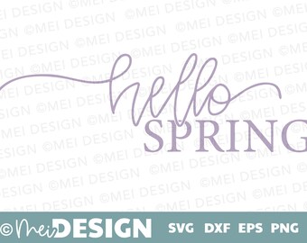 Hello Spring svg - 手書きのシンプルなライン Hello Spring svg クリカット用 - クリップ アート - png - dxf - eps - 印刷可能 - jpg