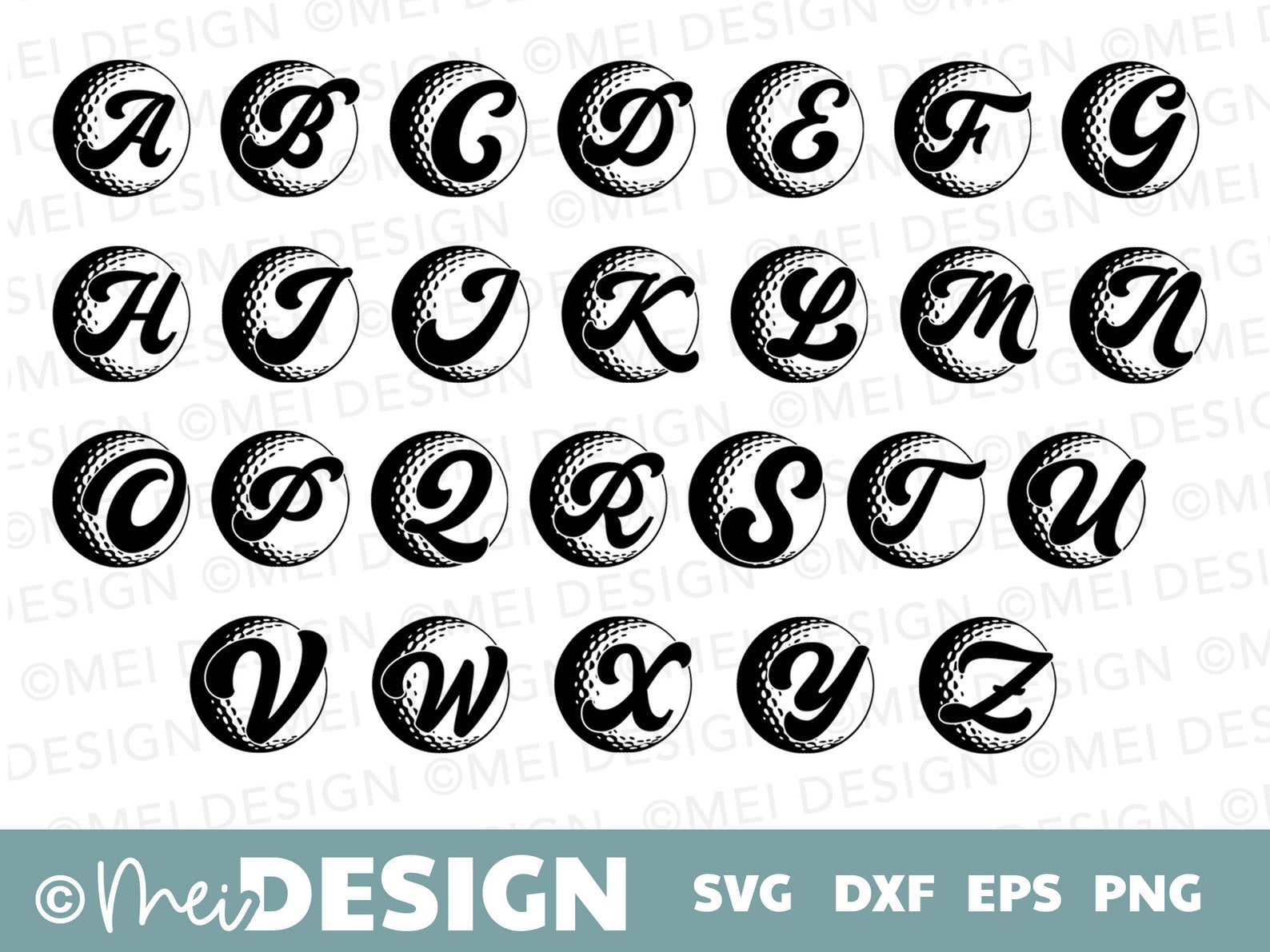 GOLF BALL SVG Initial Alphabet Bundlegolf Design for Cricutsilhouette