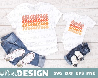 Mama Babe ombre SVG-layered svg-Mama matching svg-png-dxf-jpg-printable- Retro Mama Babe svg shirt design-Vintage Mama babe svg