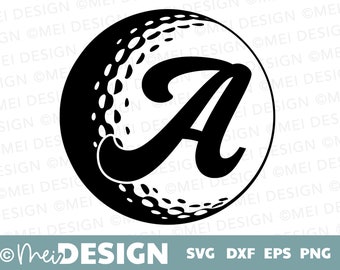 GOLF BALL SVG initial alphabet bundle-golf design for Cricut-Silhouette-glowforge-golf clip art-golf design for coozie or golf gift