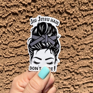 Jiu Jitsu hair don't care, BJJ training, messy bun, funny hair sticker, womens sports, Brazilian Jiu Jitsu gift, gift for daughter