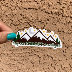 May the forest be with you, nature sticker gift for him, nerd gift for boyfriend, outdoor funny saying laptop sticker