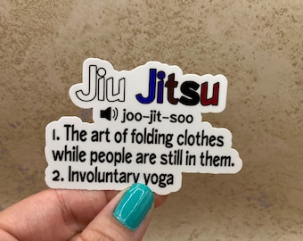 Jiu Jitsu definition, Brazilian Jiu Jitsu sticker, gift for jiu jitsu lover, involuntary yoga, BJJ sticker, funny saying, jiu jitsu jokes