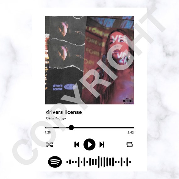 Olivia Rodrigo Drivers License Digital Spotify A4 Print - Etsy