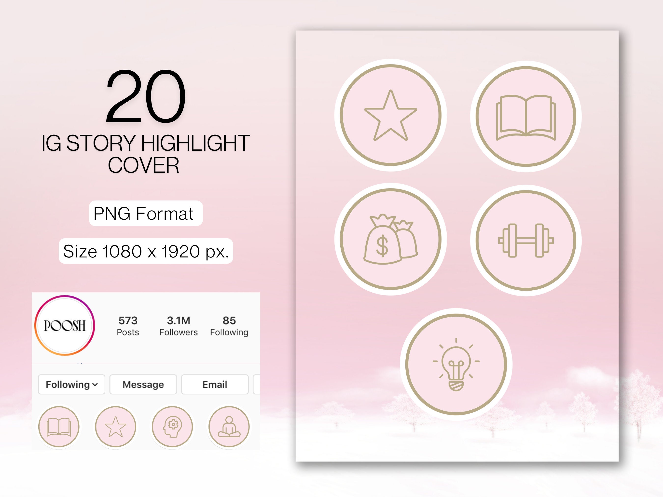 Pink Gold Instagram Highlight Covers 20 Instagram Story Etsy