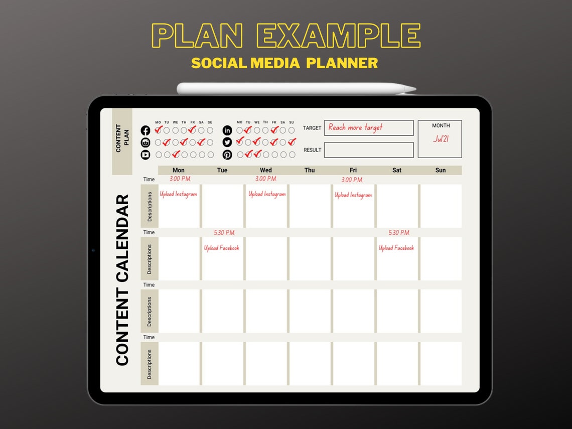 Content Planner Printable PDF Social Media Strategy Creation Etsy