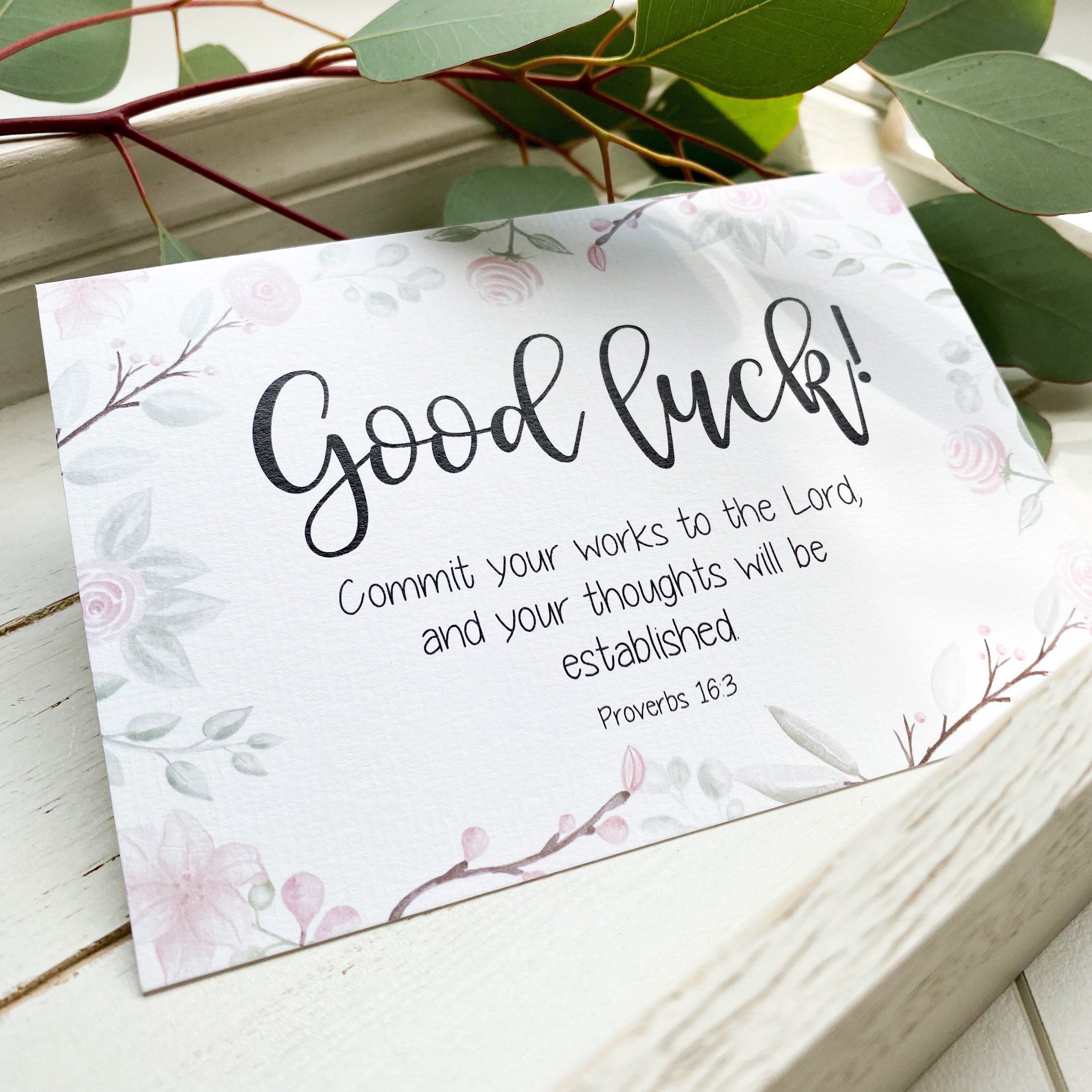 Good Luck Card Christian Card Watercolor Print Flowers Etsy