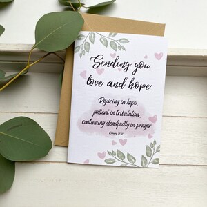 Sending You Love and Hope Card | Christian Greeting Card | Encouragement Card | Romans 12:12 | Bible Verse Card | Friendship