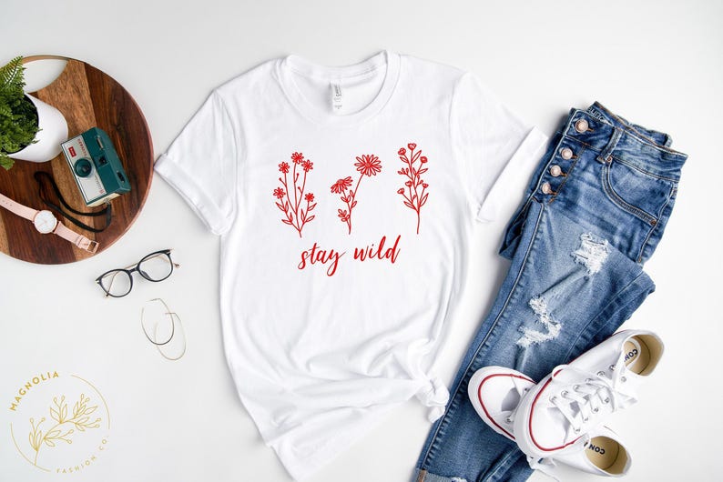 Stay Wild Shirt - Boho shirt, Floral Shirts for women, Wild Flower shirt, Motivational Shirt, Inspirational t-shirts women, Mental Heath Tee image 9