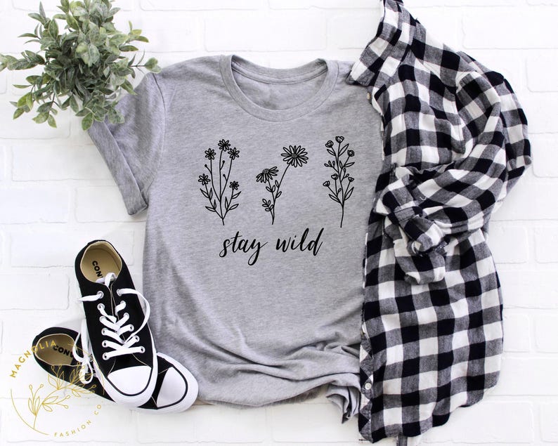 Stay Wild Shirt - Boho shirt, Floral Shirts for women, Wild Flower shirt, Motivational Shirt, Inspirational t-shirts women, Mental Heath Tee image 7