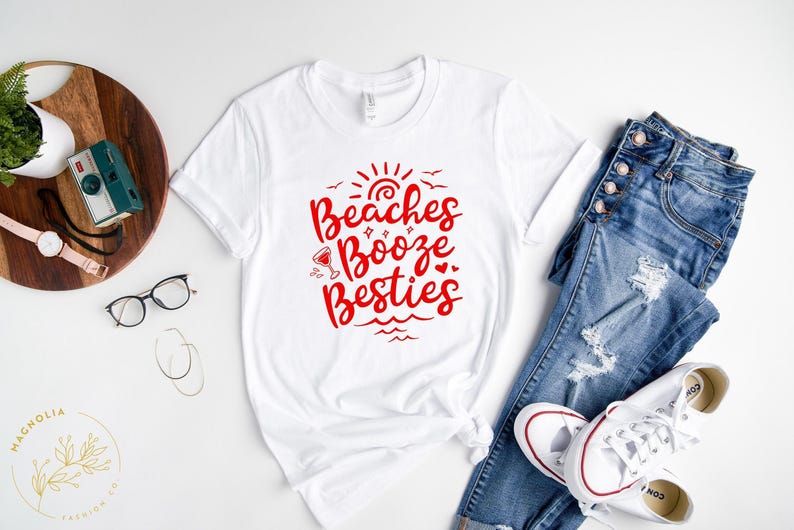Funny Summer Shirt, Funny Beach Shirt, Summer Tshirt, BEaches Booze Besties Shirt, Best Friend Shirt, Bestie Travel Shirt, Summer Vibes Tee image 3
