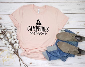 Camping Shirt, Campfires and Besties, Besties Weekend, Girls Weekend Shirt, Matching Vacation Shirts, Friends Trip T-Shirt, Girls Trip