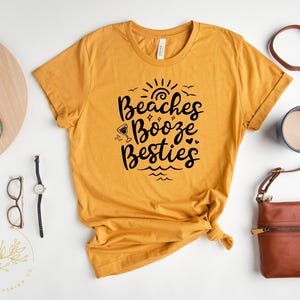 Funny Summer Shirt, Funny Beach Shirt, Summer Tshirt, BEaches Booze Besties Shirt, Best Friend Shirt, Bestie Travel Shirt, Summer Vibes Tee image 2