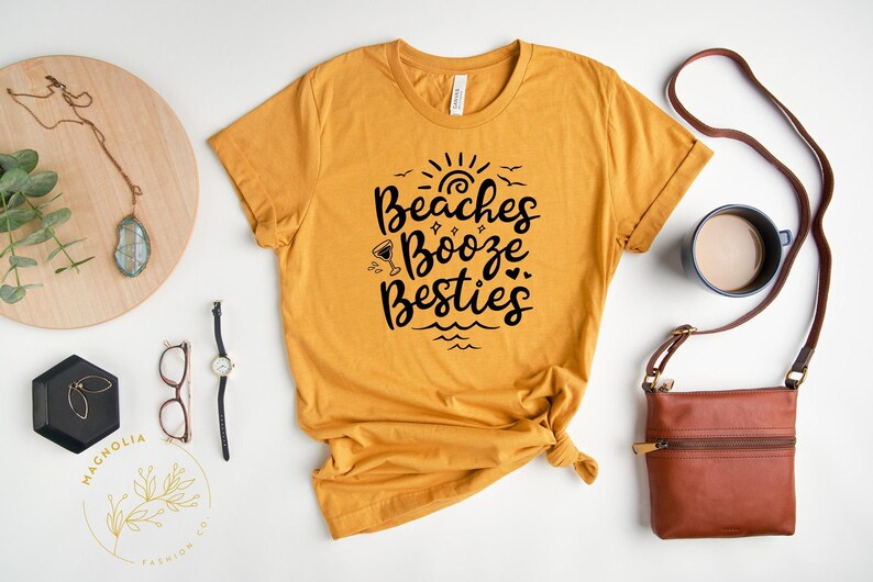 Funny Summer Shirt, Funny Beach Shirt, Summer Tshirt, BEaches Booze Besties Shirt, Best Friend Shirt, Bestie Travel Shirt, Summer Vibes Tee image 2