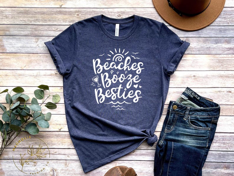 Funny Summer Shirt, Funny Beach Shirt, Summer Tshirt, BEaches Booze Besties Shirt, Best Friend Shirt, Bestie Travel Shirt, Summer Vibes Tee image 4