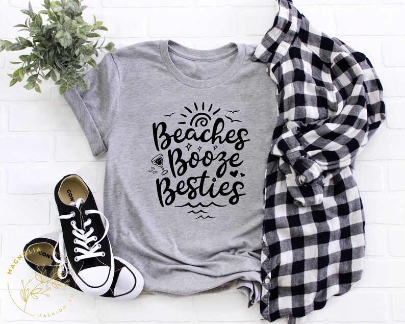 Funny Summer Shirt, Funny Beach Shirt, Summer Tshirt, BEaches Booze Besties Shirt, Best Friend Shirt, Bestie Travel Shirt, Summer Vibes Tee image 6