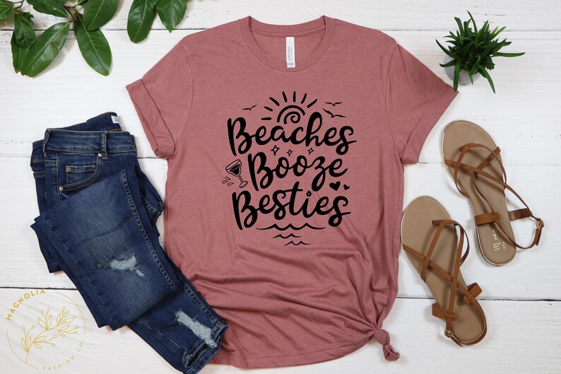 Funny Summer Shirt, Funny Beach Shirt, Summer Tshirt, BEaches Booze Besties Shirt, Best Friend Shirt, Bestie Travel Shirt, Summer Vibes Tee image 8