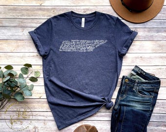 Tennessee State Shirts, Tennessee State Map Shirt, Tennessee Travel Gifts, Tennessee Clothing, Tennessee Sweatshirt, Tennessee Apparel