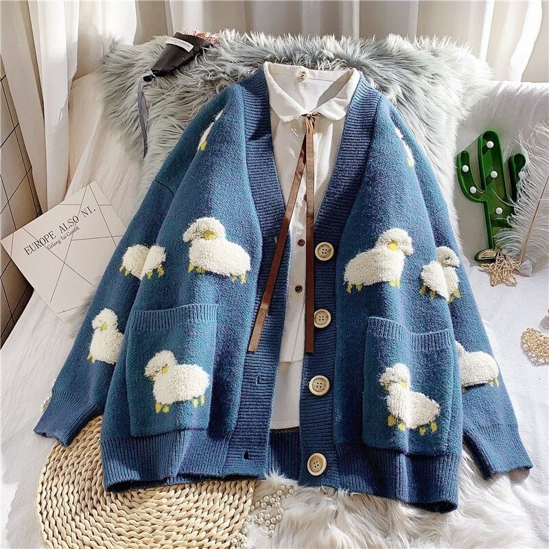 Sheep Cardigan - Etsy UK