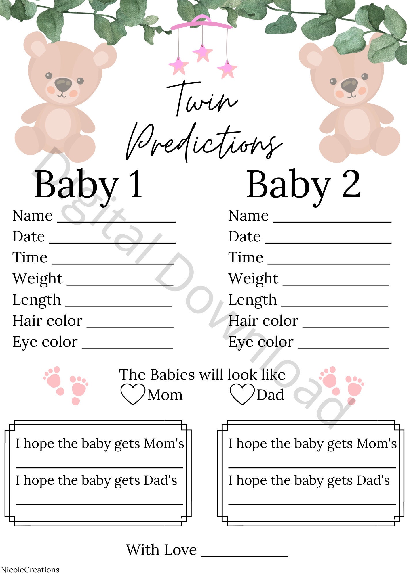 Twin Baby Predictions - Etsy