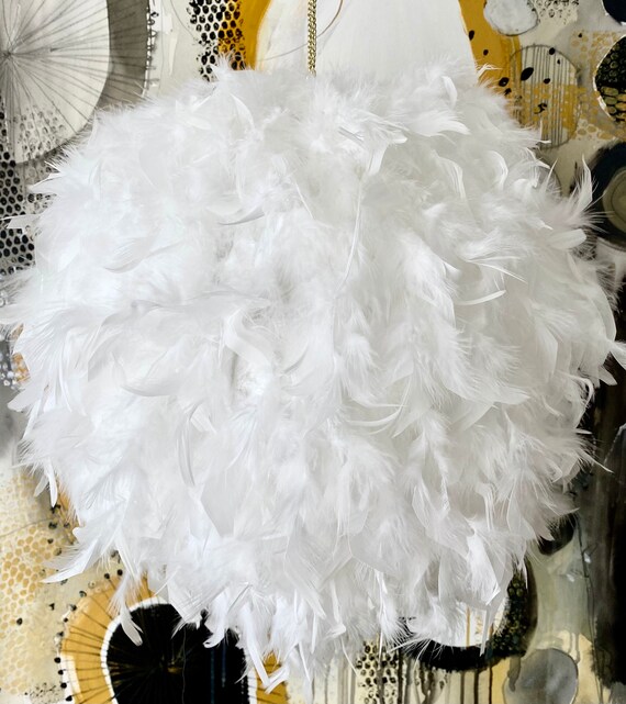 Glamorous 2024 feather lampshade
