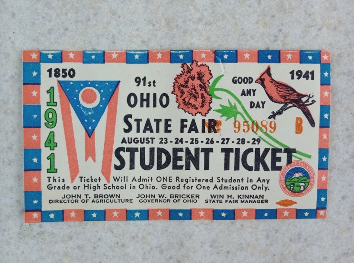 Vintage Ohio State Fair Student Ticket Etsy