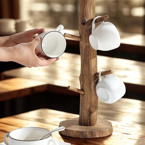 Timber Mug Rack Rustic Wood Mug Holder Tree: Farmhouse Coffee Cup Rack - Etsy